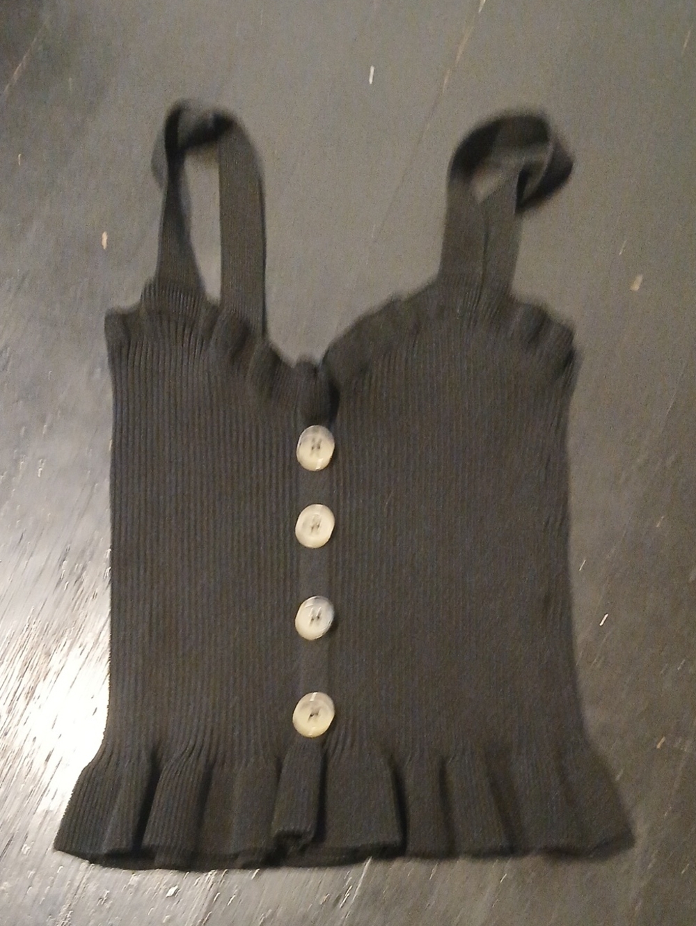 2 Cute Black Ribbed Button-Front Kids One-Piece Tank